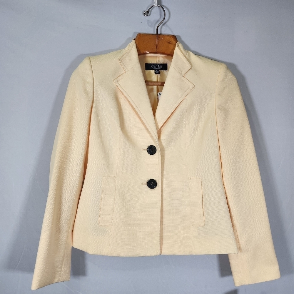 NWT Kasper Yellow and Black Blazer Professional Tailored Design Size 6 - Picture 2 of 10